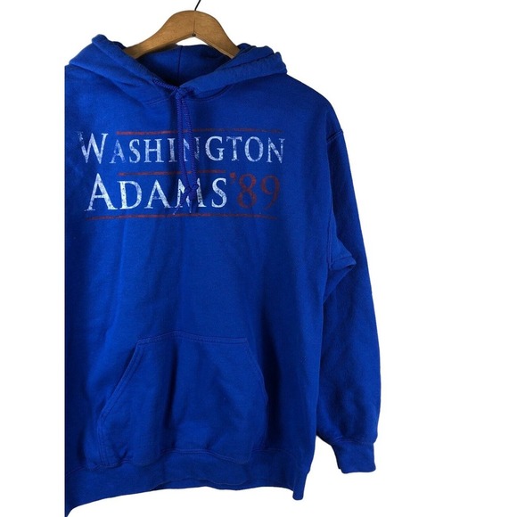 Washington Adams '89 Sweatshirt Hoodie Medium President Campaign Look Blue - Picture 4 of 6